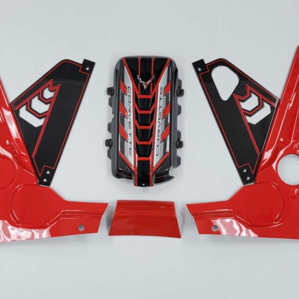 classic trim customs c8 corvette engine trim panel torch red