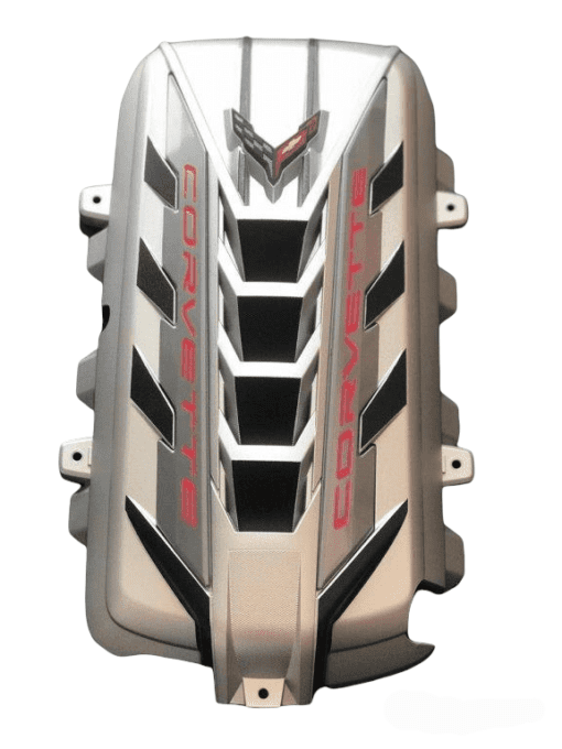 c8 engine cover silver flare aith torch red letters
