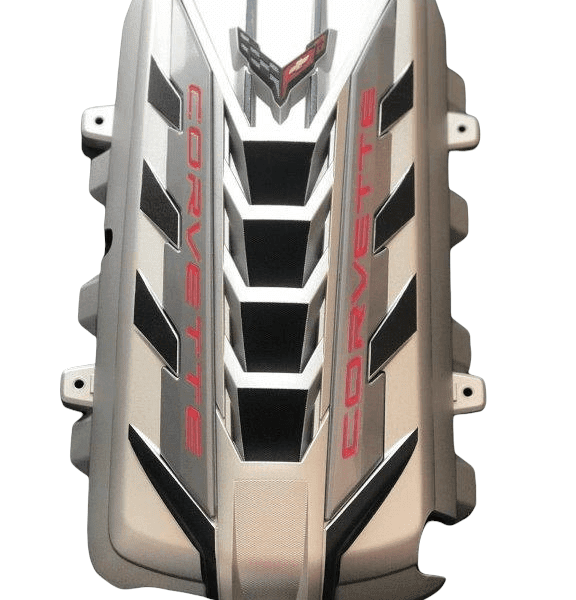 c8 engine cover silver flare aith torch red letters