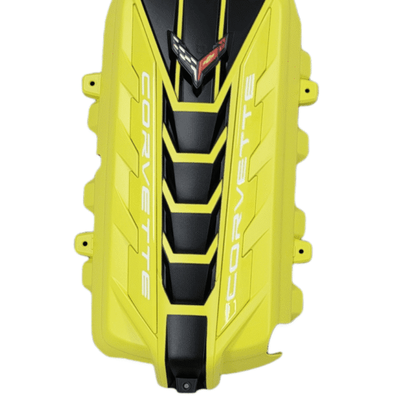 C8 ENGINE COVER ACCELERATE YELLOW COVER, CARBON FLASH CENTER PCOKETS, WHITE LETTERS