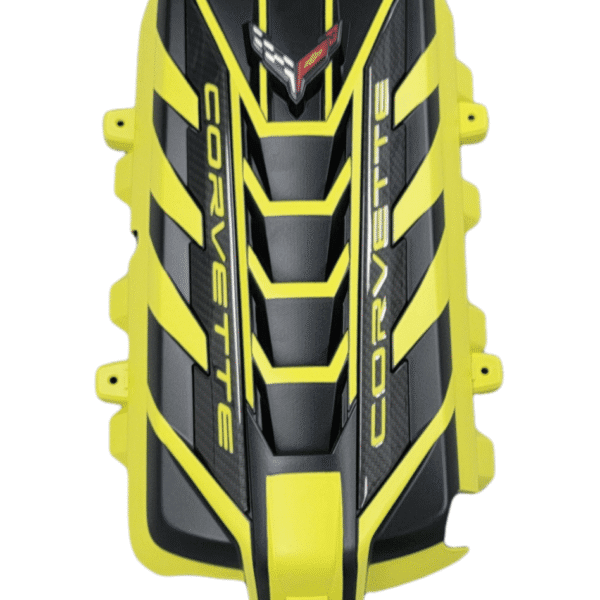 C8 ENGINE COVER Accelerate Yellow, CARBON FLASH RIBS, SPORT CARBON RAILS AND ACCELERATE YELLOW LETTERS