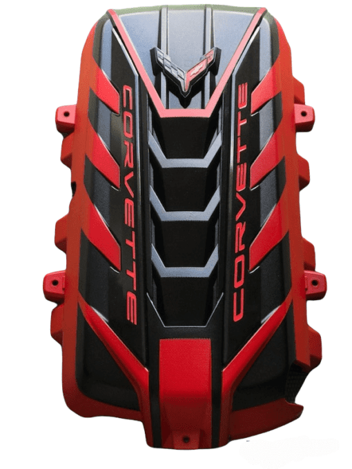 c8 engine cover torch red with crbon flash