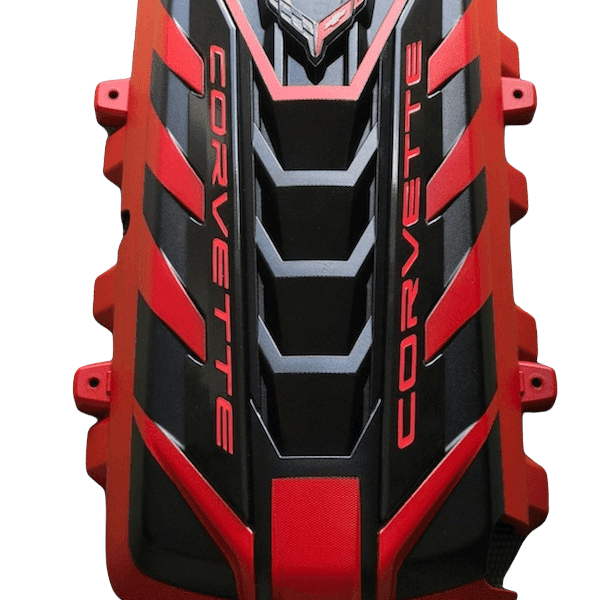 c8 engine cover torch red with crbon flash