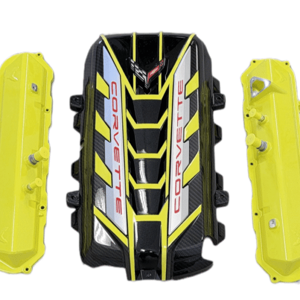 corvette c8 engine cover kit 3pc hydrocarbon accelerate yellow