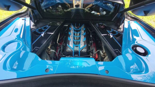 classic trim customs c8 corvette engine trim panels 3pc rapid blue