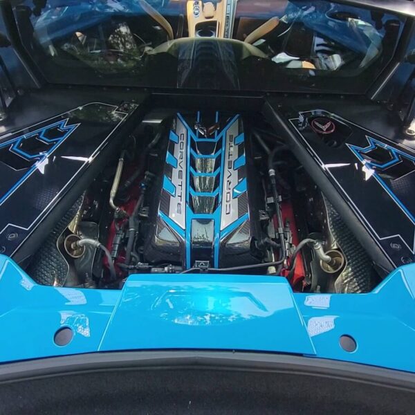 classic trim customs c8 corvette engine trim panels 3pc rapid blue