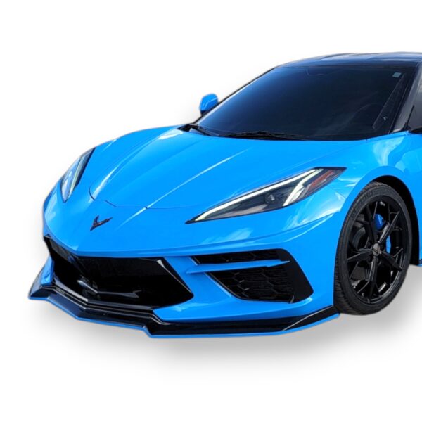 c8 corvette carbon flash with rapid blue stripe 1vm splitter