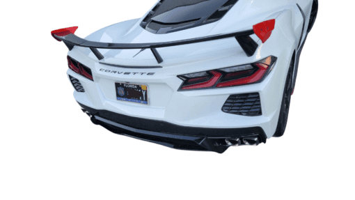 corvette c8 High wing spoiler by classic trim customs carbon flash with torch red wings