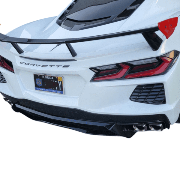 corvette c8 High wing spoiler by classic trim customs carbon flash with torch red wings