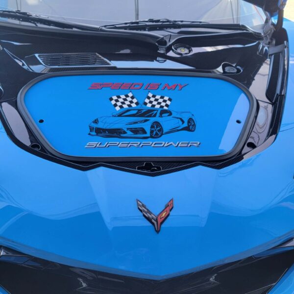 rapid blue corvette c8 frink panel speed is my super power