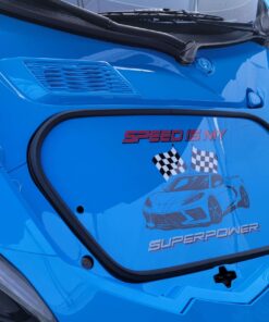 rapid blue corvette c8 frink panel speed is my super power